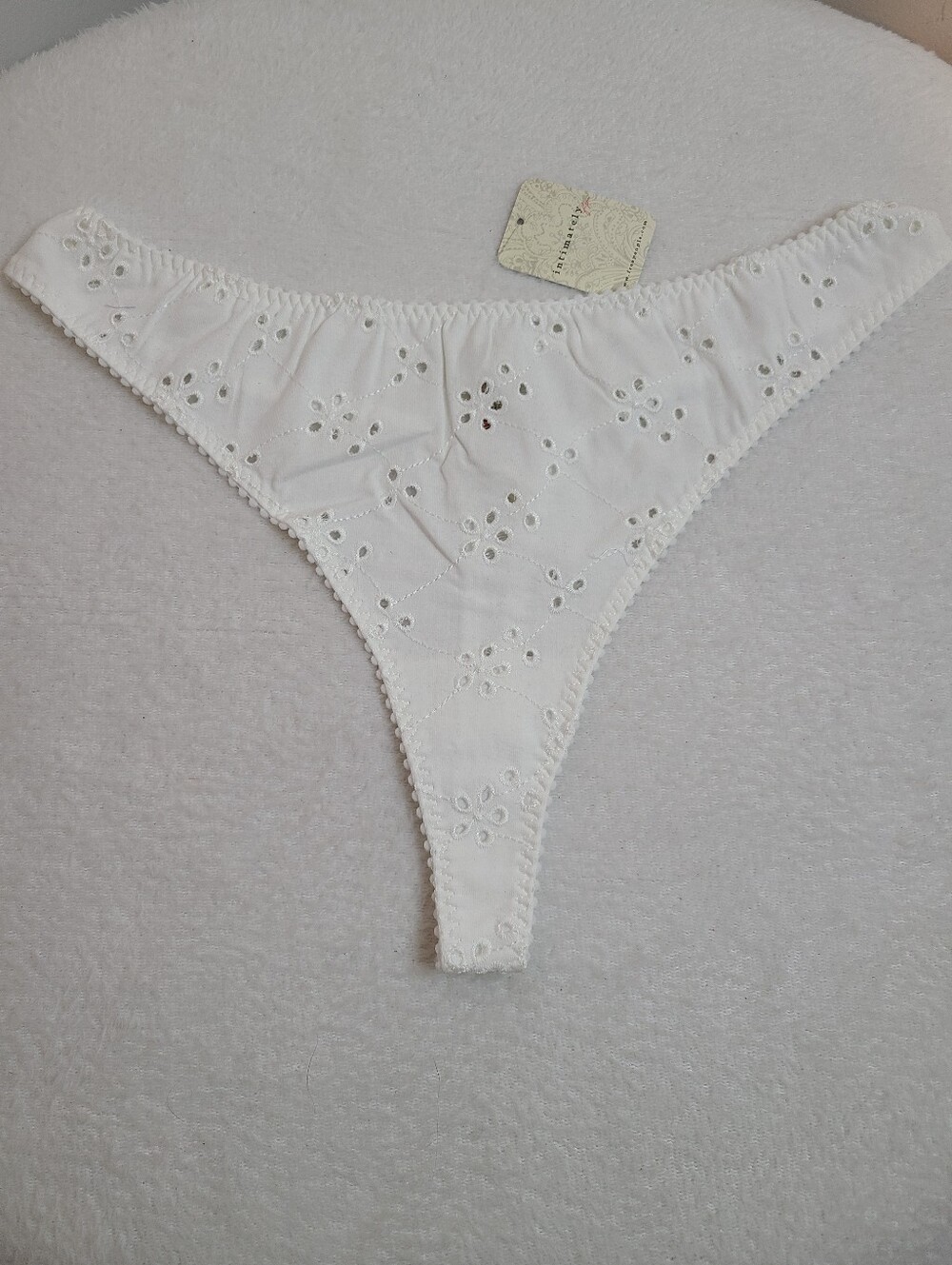 Free People Homegrown Eyelet Cotton Classic Cut Thong Panty Size XL